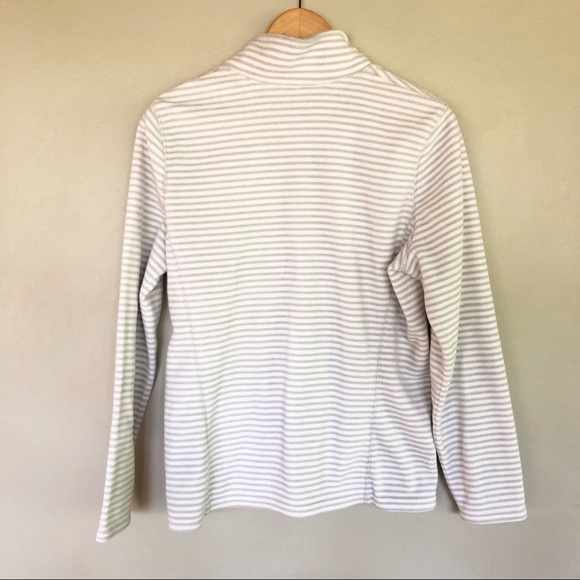 Eddie Bauer Quarter Zip Pullover Sweater Size M Gray White Striped - Picture 6 of 8